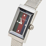 Gucci G Frame Quartz Diamonds Green & Red Mother of Pearl Dial Silver Mesh Bracelet Watch For Women - YA147510 Buy Now By Gucci
