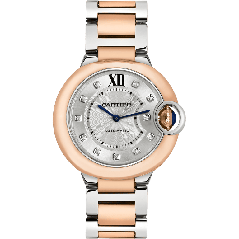 Cartier Ballon Blue De Cartier Diamonds Silver Dial Two Tone Steel Strap Watch for Women - W3BB0013