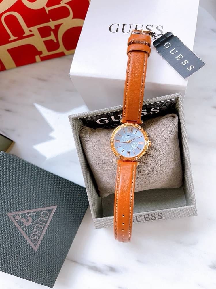 Guess Park Avenue Blue Dial Brown Leather Strap Watch for Women - W0838L2 Buy Now By Guess