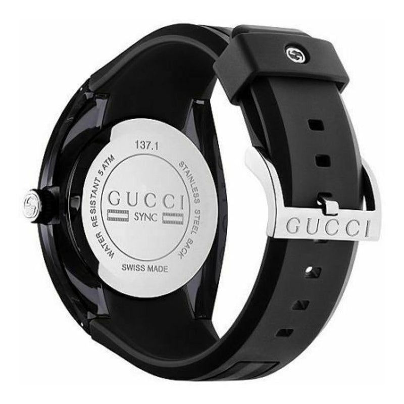 Shop Gucci Sync XXL Quartz Black Dial Black Rubber Strap Watch For Men - YA137101 in USA