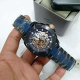 Fossil Modern Machine Automatic Skeleton Blue Dial Two Tone Steel Strap Watch for Men - ME3133 Buy Now By Fossil