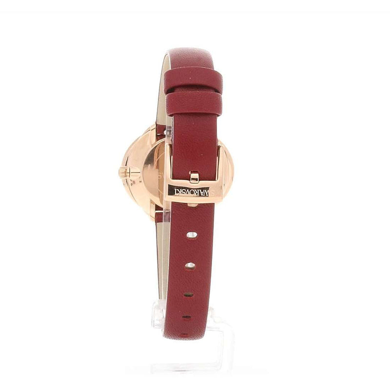 Shop Swarovski Crystal Flower Red Dial Red Leather Strap Watch for Women - 5552780 in USA