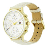 Shop Tommy Hilfiger Carly Silver Dial Cream Leather Strap Watch for Women - 1781790 in USA