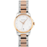 Shop Gucci G Timeless Diamonds Mother of Pearl Dial Two Tone Steel Strap Watch For Women - YA126544 in USA