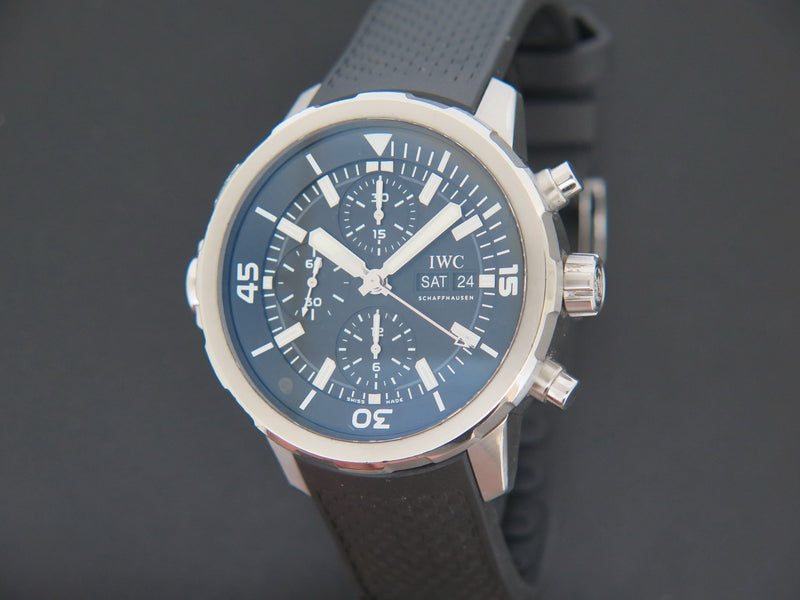 IWC Aquatimer Chronograph Black Dial Black Leather Strap Watch for Men - IW376803
