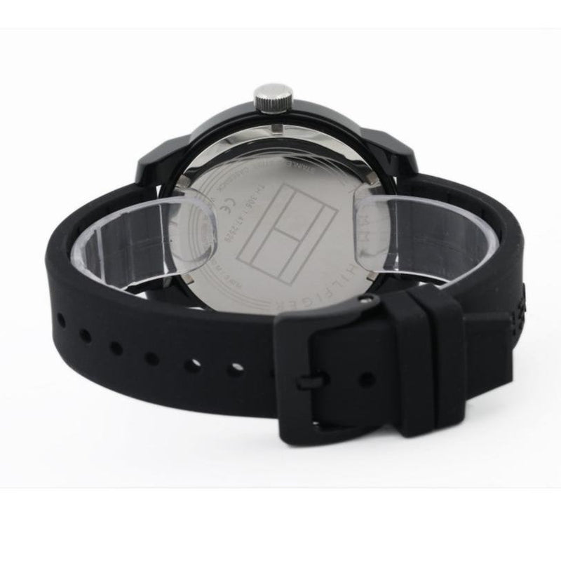 Tommy Hilfiger Denim Black Dial Black Rubber Strap Watch for Men - 1791555