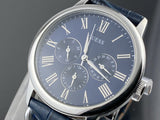 Guess Wafer Chronograph Quartz Blue Dial Blue Leather Strap Watch For Men - W0496G3 Buy Now By Guess