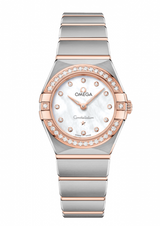 Shop Omega Constellation Quartz Diamonds Mother of Pearl Dial Two Tone Steel Strap Watch for Women - 131.25.25.60.55.001 in USA