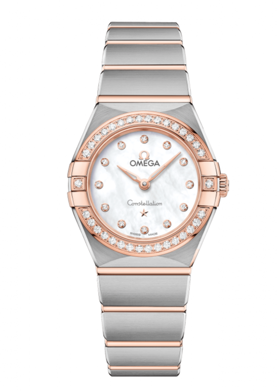 Shop Omega Constellation Quartz Diamonds Mother of Pearl Dial Two Tone Steel Strap Watch for Women - 131.25.25.60.55.001 in USA