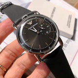 Emporio Armani Aviator Quartz Black Dial Black Leather Strap Watch For Men - AR11336 Buy Now By Emporio Armani