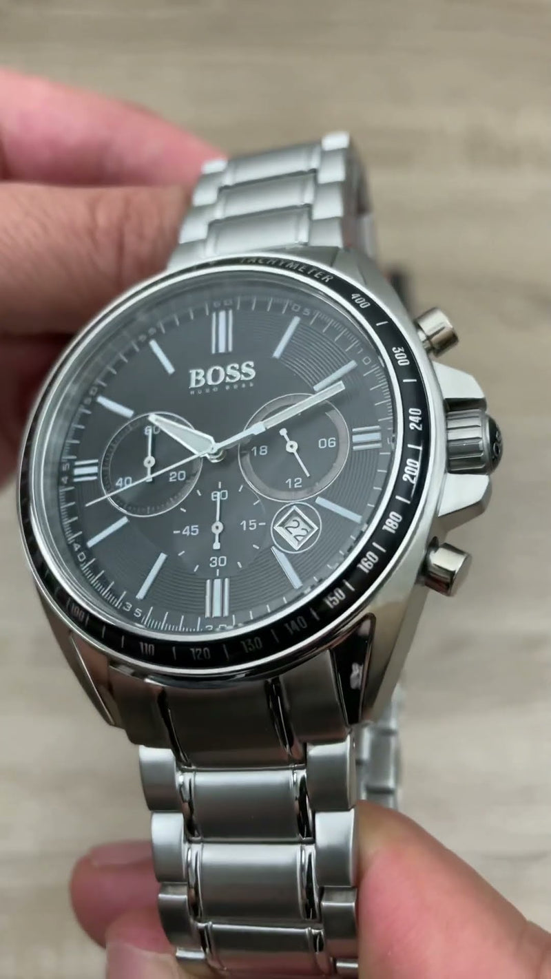 Hugo Boss Driver Chronograph Black Dial Silver Steel Strap Watch For Men - 1513080 Buy Now By Hugo Boss