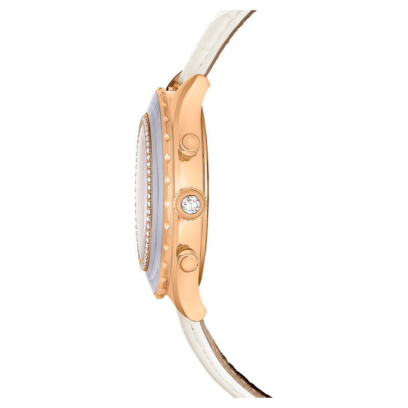 Swarovski Octea Chrono Crystals White Dial White Leather Strap Watch for Women - 5671150 Buy Now By Swarovski