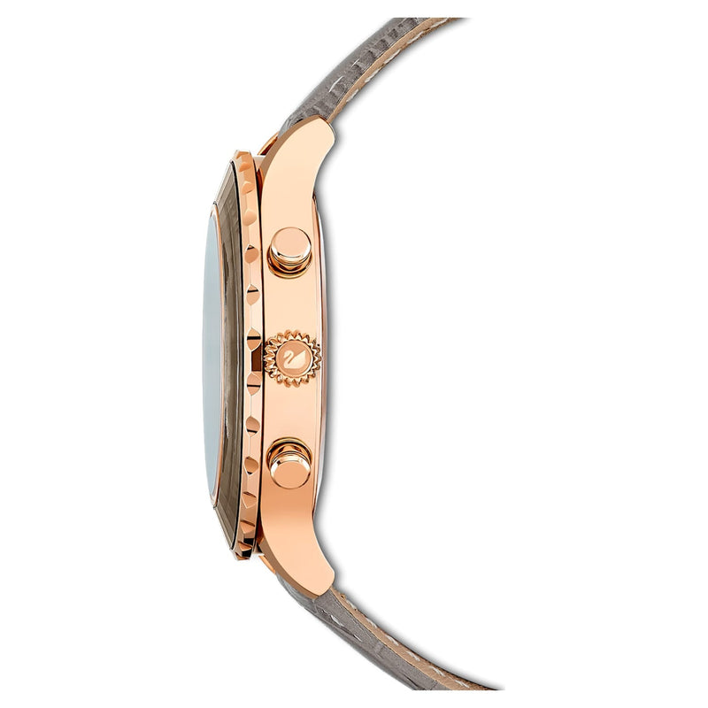 Swarovski Octea Lux Chrono Grey Dial Grey Leather Strap Watch for Women - 5452495 Buy Now By Swarovski