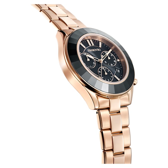 Shop Swarovski Octea Lux Sport Chronograph Black Dial Rose Gold Steel Strap Watch for Women - 5610478 in USA