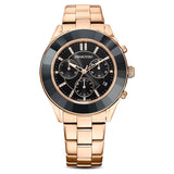 Shop Swarovski Octea Lux Sport Chronograph Black Dial Rose Gold Steel Strap Watch for Women - 5610478 in USA