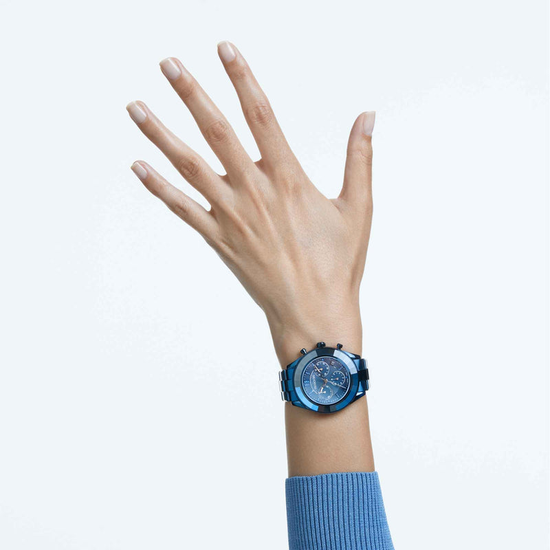 Swarovski Octea Lux Sport Chronograph Blue Dial Blue Steel Strap Watch for Women - 5610475 Buy Now By Swarovski
