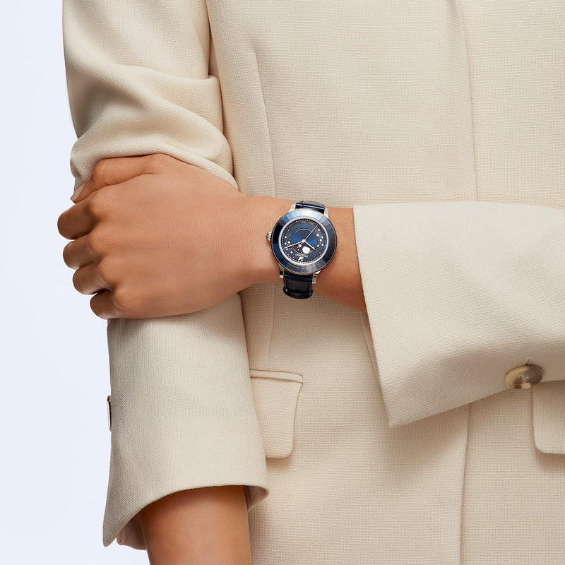 Swarovski Octea Lux Moon Crystal Blue Dial Blue Leather Strap Watch for Women - 5516305 Buy Now By Swarovski