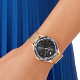 Swarovski Octea Nova Black Dial Rose Gold Mesh Bracelet Watch for Women - 5430424 Buy Now By Swarovski