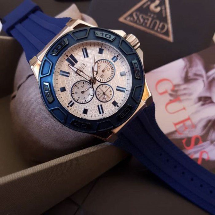 Guess Force White Dial Blue Rubber Strap Watch For Men - W0674G4 Buy Now By Guess