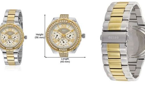 Guess Viva Diamonds Silver Dial Two Tone Steel Strap Watch for Women - W0111L5 Buy Now By Guess