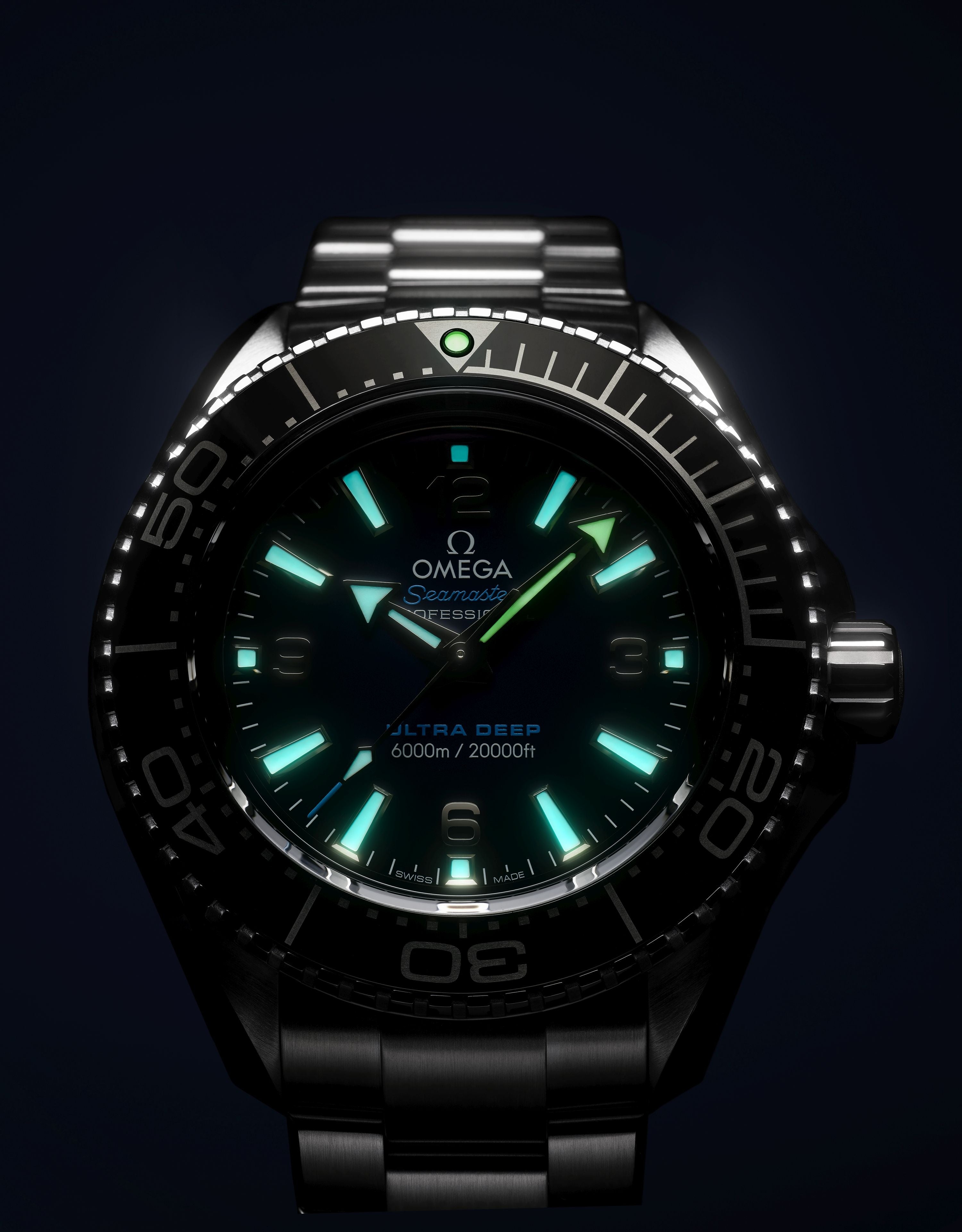 Omega Seamaster Planet Ocean 6000M Co Axial Master Chronometer Blue Dial Silver Steel Strap Watch for Men - 21530462103001