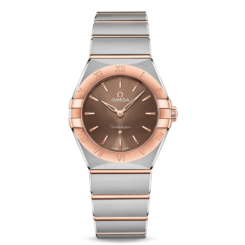 Shop Omega Constellation Quartz Brown Dial Silver Steel Strap Watch for Women - 131.20.25.60.13.001 in USA