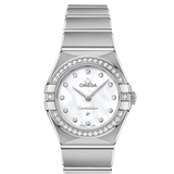 Shop Omega Constellation Manhattan Quartz Diamonds Mother of Pearl Dial Silver Steel Strap Watch for Women - 131.15.25.60.55.001 in USA
