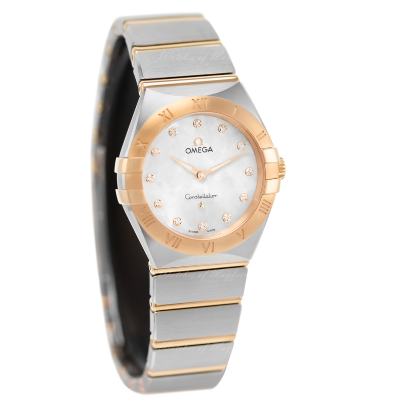 Shop Omega Constellation Manhattan Mother of Pearl Dial Two Tone Steel Strap Watch for Women - 131.20.28.60.55.002 in USA