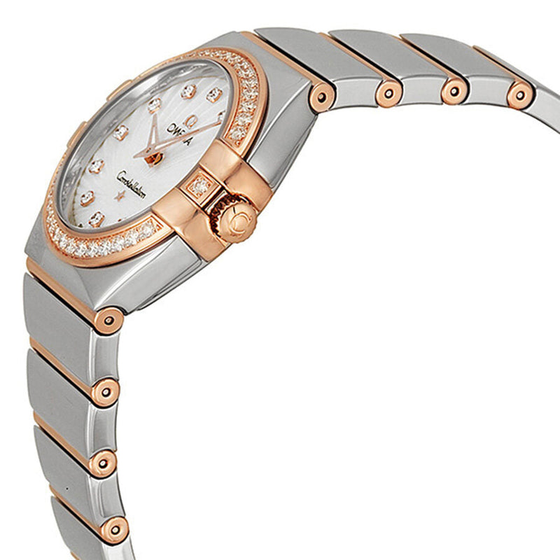Shop Omega Constellation Diamonds Mother of Pearl Dial Two Tone Steel Strap Watch for Women - 123.25.27.60.55.006 in USA