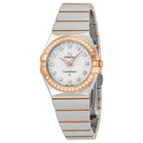 Shop Omega Constellation Diamonds Mother of Pearl Dial Two Tone Steel Strap Watch for Women - 123.25.27.60.55.006 in USA