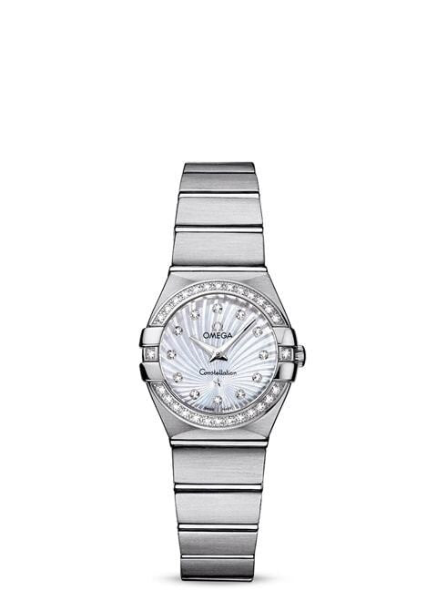 Shop Omega Constellation Quartz Diamonds Silver Dial Silver Steel Strap Watch for Women - 123.15.27.60.55.004 in USA
