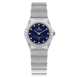 Shop Omega Constellation Manhattan Quartz Diamonds Blue Dial Silver Steel Strap Watch for Women - 131.15.25.60.53.001 in USA