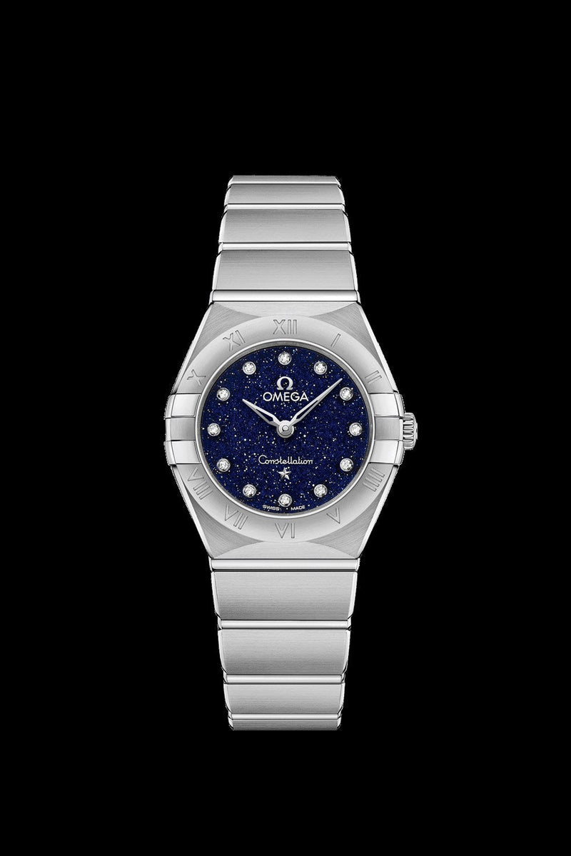 Shop Omega Constellation Manhattan Quartz Diamonds Blue Dial Silver Steel Strap Watch for Women - 131.10.25.60.53.001 in USA
