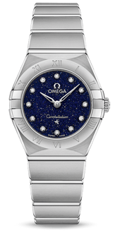 Shop Omega Constellation Manhattan Quartz Diamonds Blue Dial Silver Steel Strap Watch for Women - 131.10.25.60.53.001 in USA