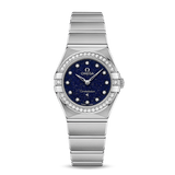 Shop Omega Constellation Manhattan Quartz Diamonds Blue Dial Silver Steel Strap Watch for Women - 131.15.25.60.53.001 in USA