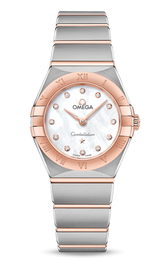 Shop Omega Constellation Manhattan Quartz Diamonds Mother of Pearl Dial Two Tone Steel Strap Watch for Women - 131.20.25.60.55.001 in USA