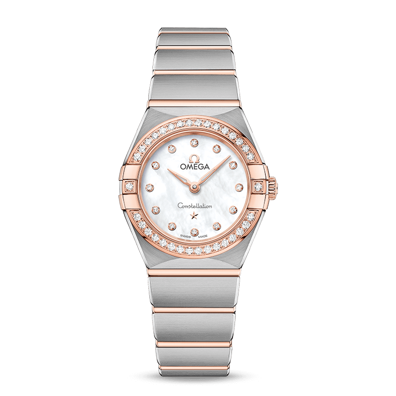 Shop Omega Constellation Quartz Diamonds Mother of Pearl Dial Two Tone Steel Strap Watch for Women - 131.25.25.60.55.001 in USA