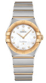Shop Omega Constellation Manhattan Mother of Pearl Dial Two Tone Steel Strap Watch for Women - 131.20.28.60.55.002 in USA
