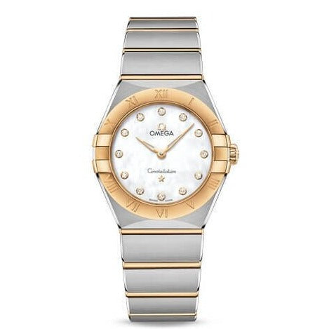 Shop Omega Constellation Manhattan Mother of Pearl Dial Two Tone Steel Strap Watch for Women - 131.20.28.60.55.002 in USA