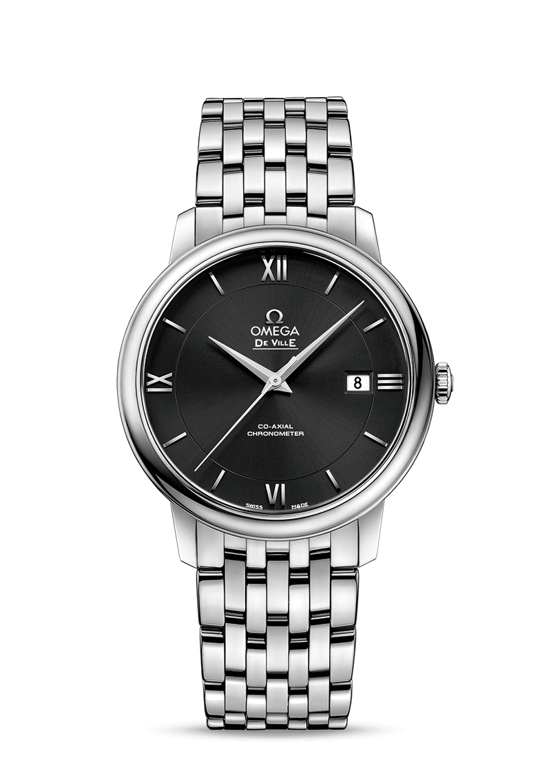 Shop Omega De Ville Prestige Co-Axial Black Dial Silver Steel Strap Watch for Men - 424.10.40.20.01.001 in USA