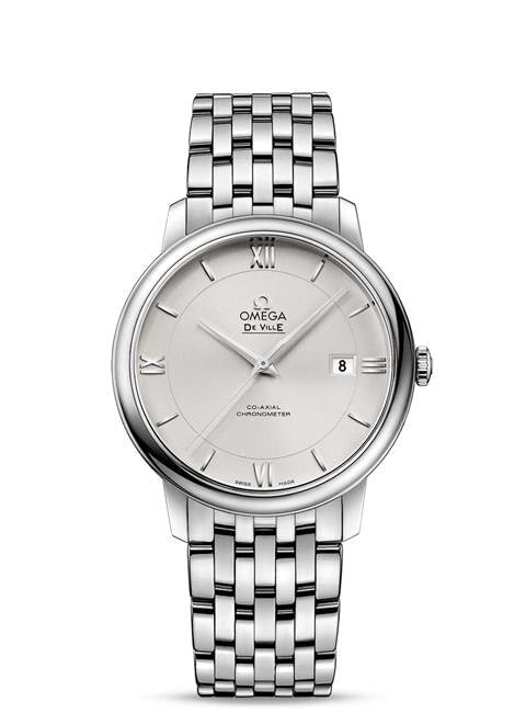 Shop Omega De Ville Prestige Co-Axial Silver Dial Silver Steel Strap Watch for Men - 424.10.40.20.02.003 in USA