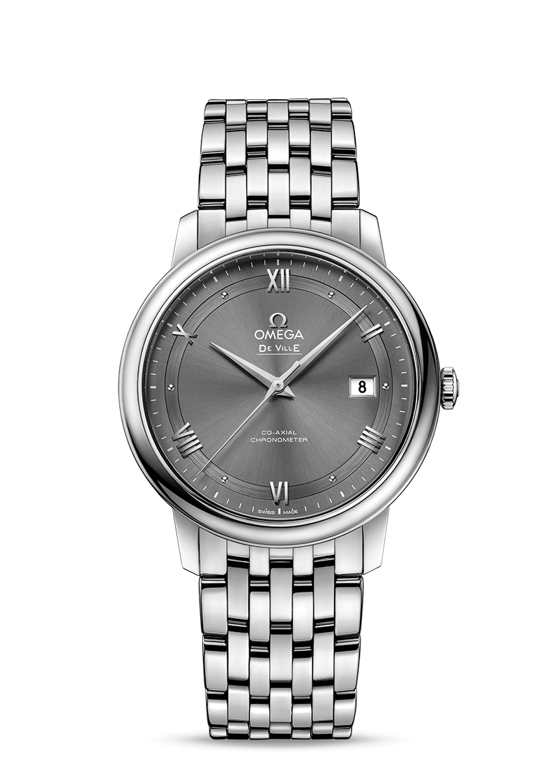 Omega De Ville Prestige Co-Axial Automatic Grey Dial Silver Steel Strap Watch for Men - 424.10.40.20.06.001 Buy Now By Omega