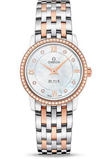 Shop Omega De Ville Prestige Quartz Diamonds Silver Dial Two Tone Steel Strap Watch for Women - 424.25.27.60.52.001 in USA