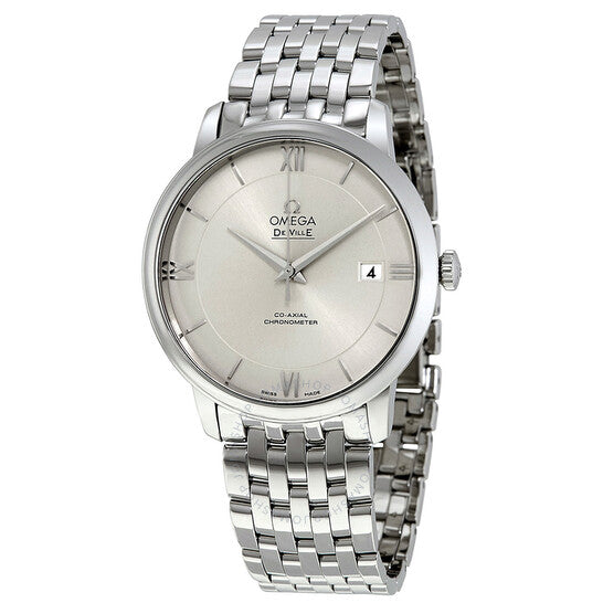 Shop Omega De Ville Prestige Co-Axial Silver Dial Silver Steel Strap Watch for Men - 424.10.40.20.02.003 in USA