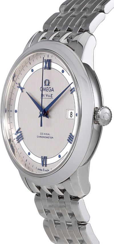 Shop Omega De Ville Prestige Co-Axial Rhodium Silver Dial Silver Steel Strap Watch for Men - 424.10.40.20.02.001 in USA