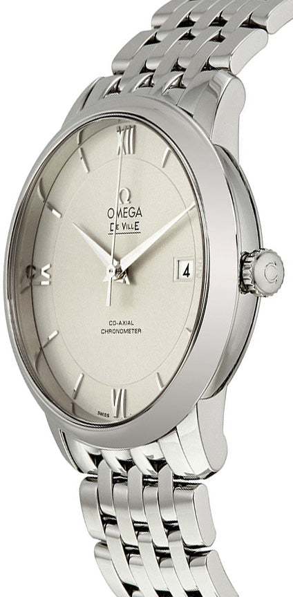 Shop Omega De Ville Prestige Co-Axial Silver Dial Silver Steel Strap Watch for Men - 424.10.40.20.02.003 in USA