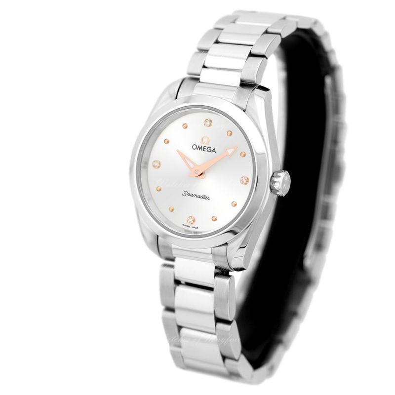 Shop Omega Seamaster Aqua Terra Quartz Diamond Silver Dial Silver Steel Strap Watch for Women - 220.10.28.60.54.001 in USA