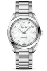 Omega Seamaster Aqua Terra Quartz Diamonds Mother of Pearl Dial Silver Steel Strap Watch for Women - 220.10.28.60.55.001 Buy Now By Omega