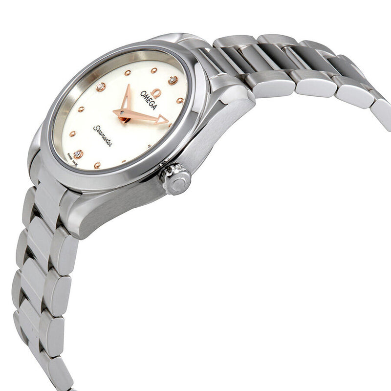 Shop Omega Seamaster Aqua Terra Quartz Diamond Silver Dial Silver Steel Strap Watch for Women - 220.10.28.60.54.001 in USA