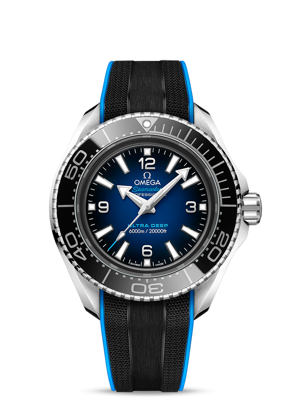 Shop Omega Planet Ocean 6000M Co Axial Master Chronometer 45.5mm Blue Dial Black Rubber Strap Watch for Men - 21532462103001 in USA
